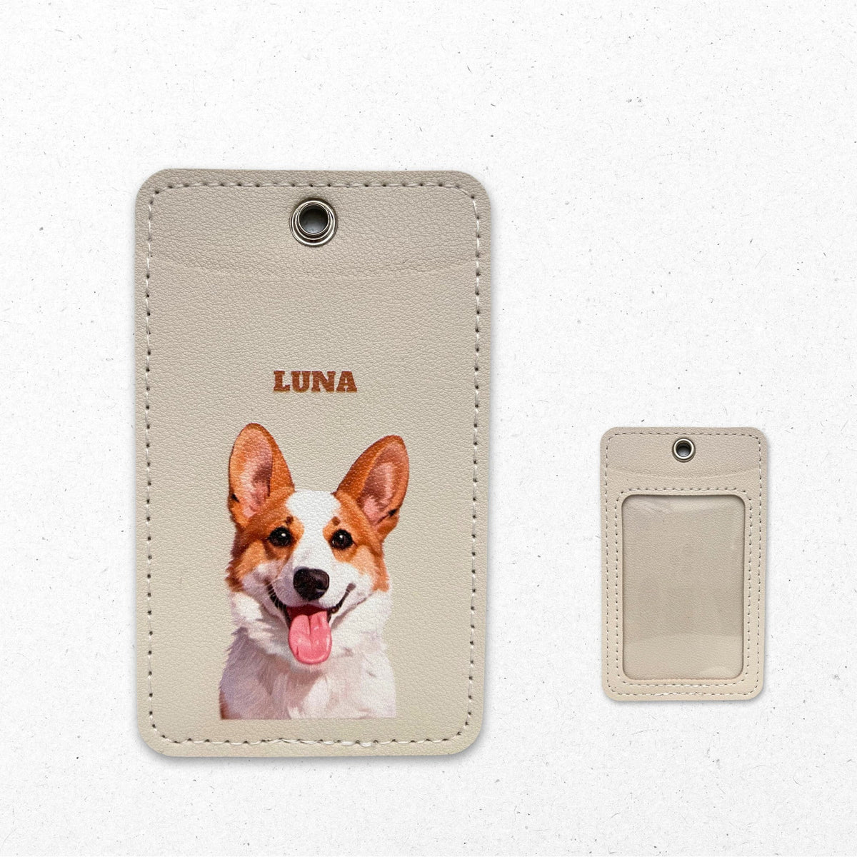 Custom Pet Portrait Badge Holder - PU